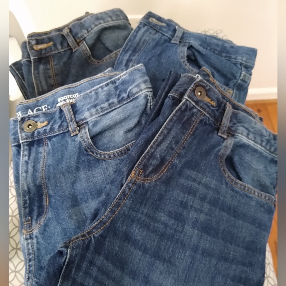 Lot of 4 Boys bootcut blue jeans sz 12 Husky